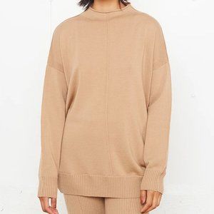 Ribbed Mockneck Sweater - Camel, Size Medium